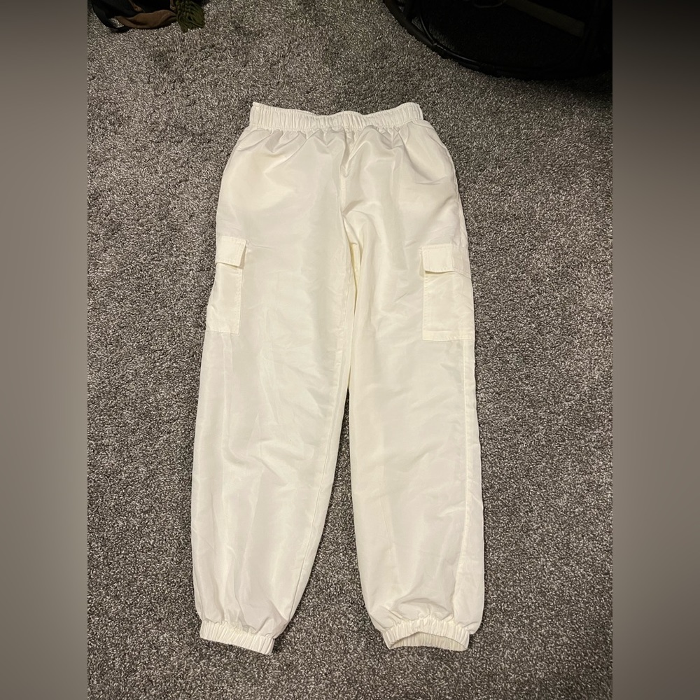 Cream windbreaker cargo pants